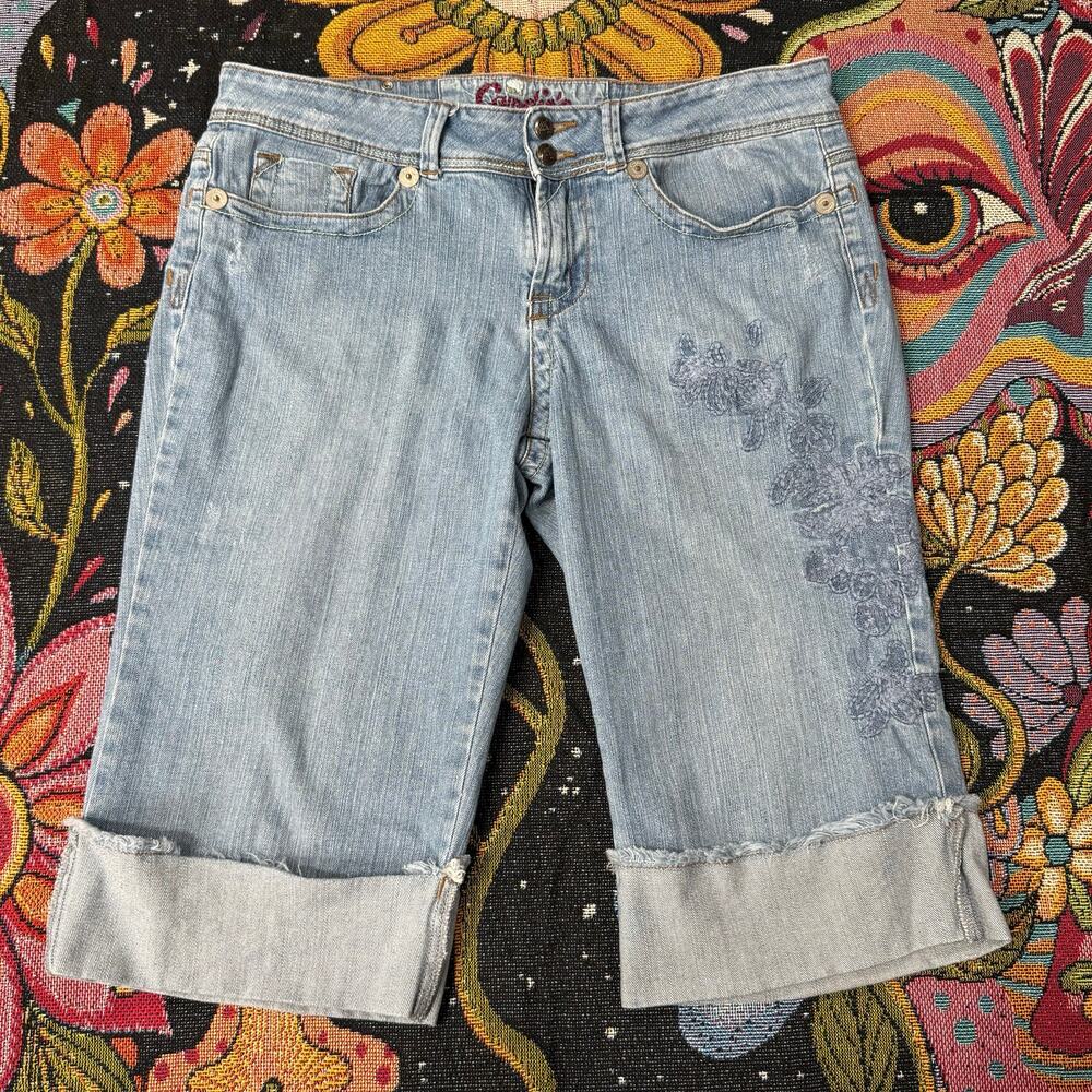 Y2k Candies Embroidered Jean Shorts Coastal Cowgirl Fairy Grunge Boho Hippie 13